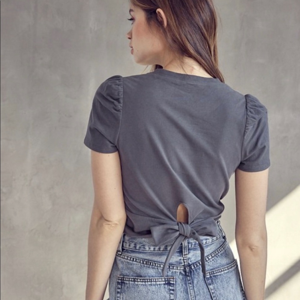 Grey Twist Front Top Crop - Picture 5 of 6